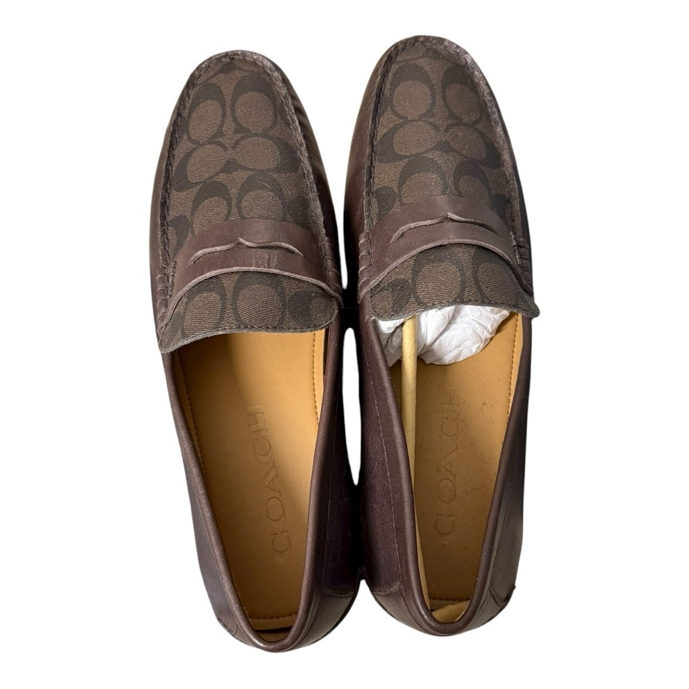Men's Coach Brown Leather Loafers Size 11 - Picture 3 of 7